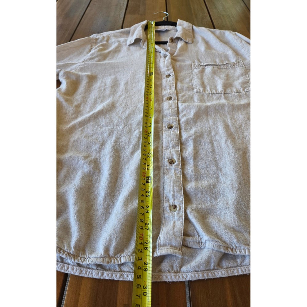 Old Navy The Boyfriend Shirt Linen Blend Sz M Lagenlook Granola Boho Minimalist - Picture 6 of 7
